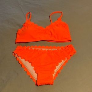 Orange Scolloped Edge Bikini